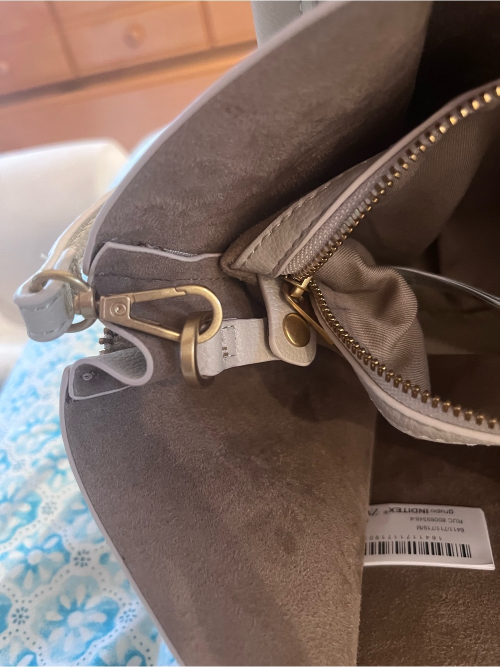 Zara Mini Pebbled Leather Top-Handle Crossbody — Light Beige - Picture 10 of 10